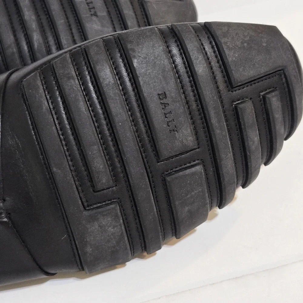 Bally Saturno Penny Loafer Mens 12D Black Leather Swiss Made Drivers Nearly New